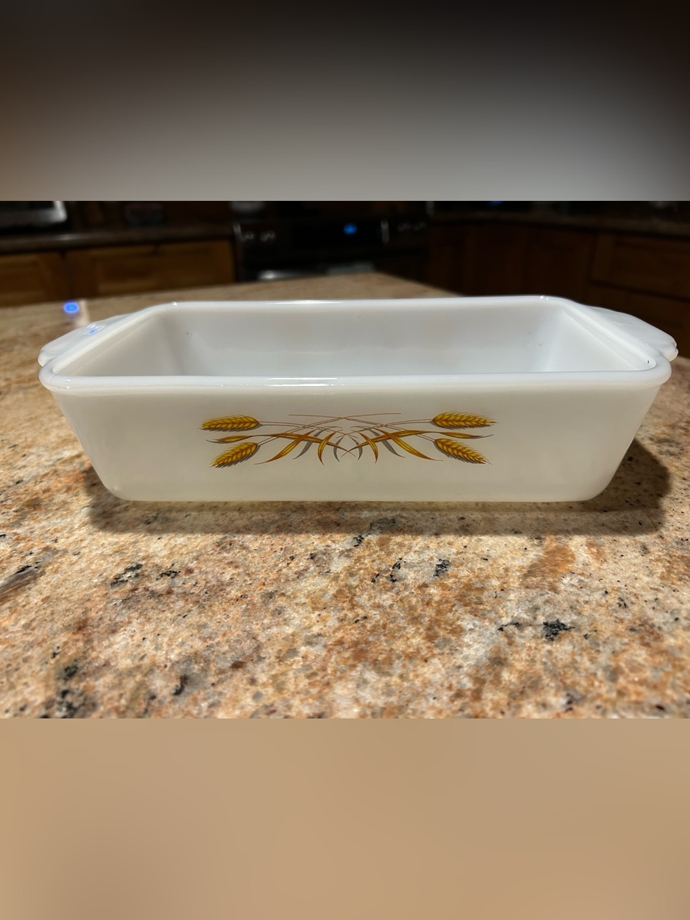 Fire King #409 Golden Wheat Pattern 1950’s Bread Loaf Milk Glass 1 Qt 9” New Vtg